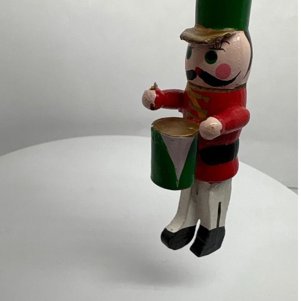 Vintage Wooden Drummer‎ Soldier Christmas Ornament Hand Painted Toy Decoration